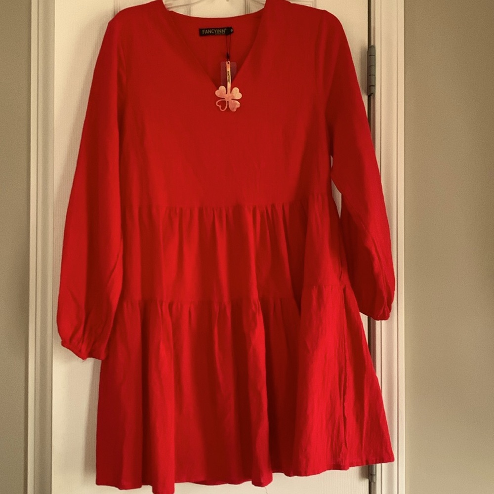 Fancyinn NWT Red Dress long sleeve sz M